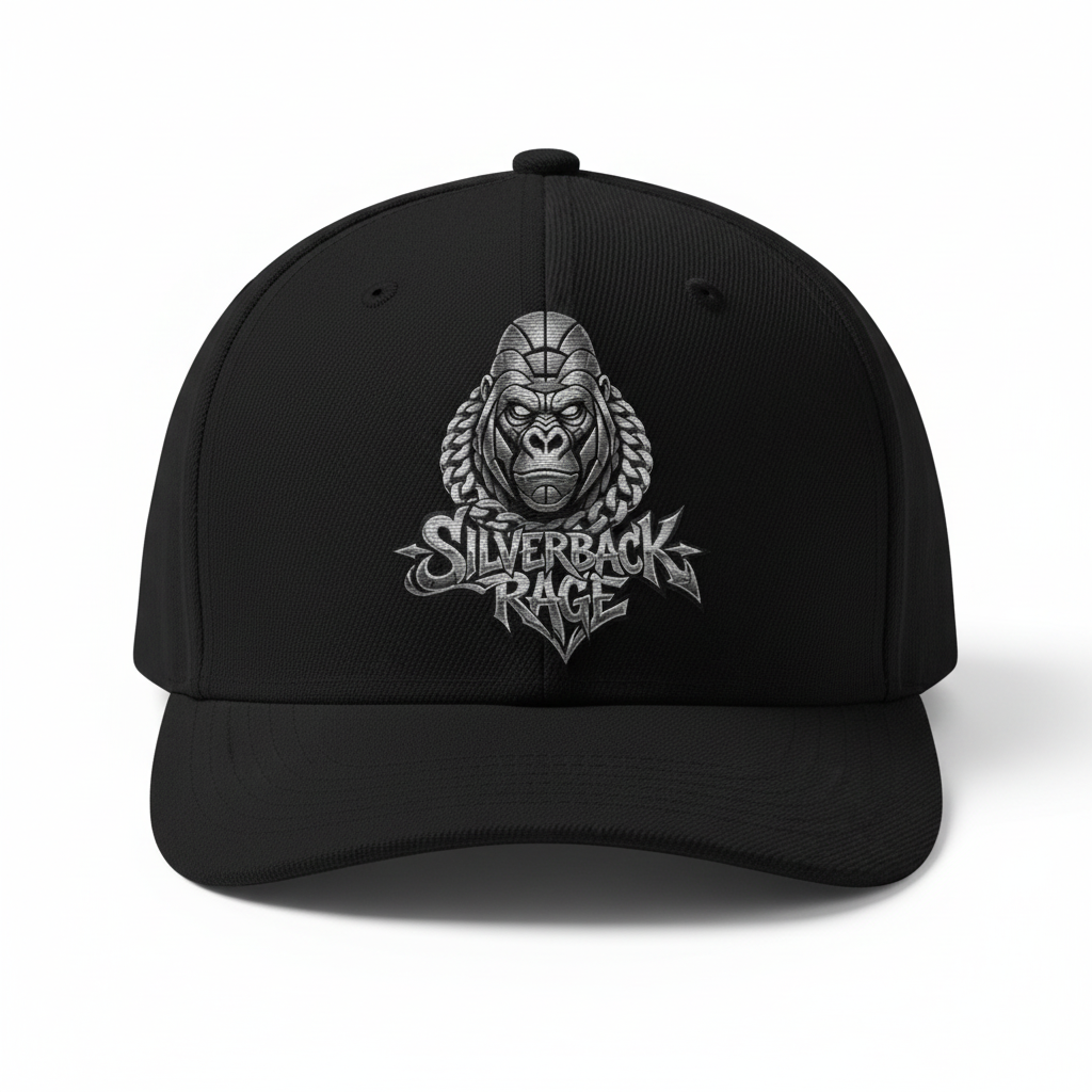 Black Baseball Cap with Silverback Rage Logo
