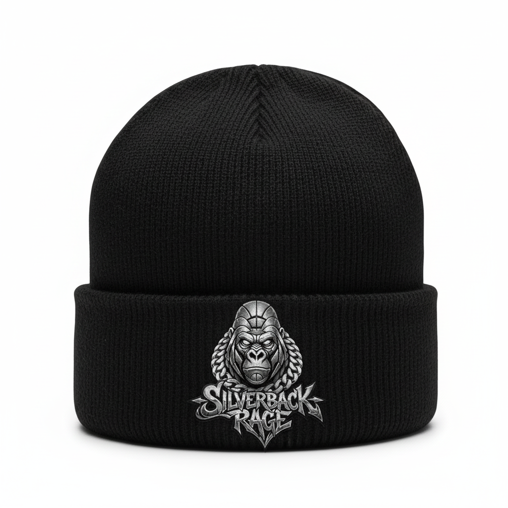 Black Beanie with Silverback Rage Logo