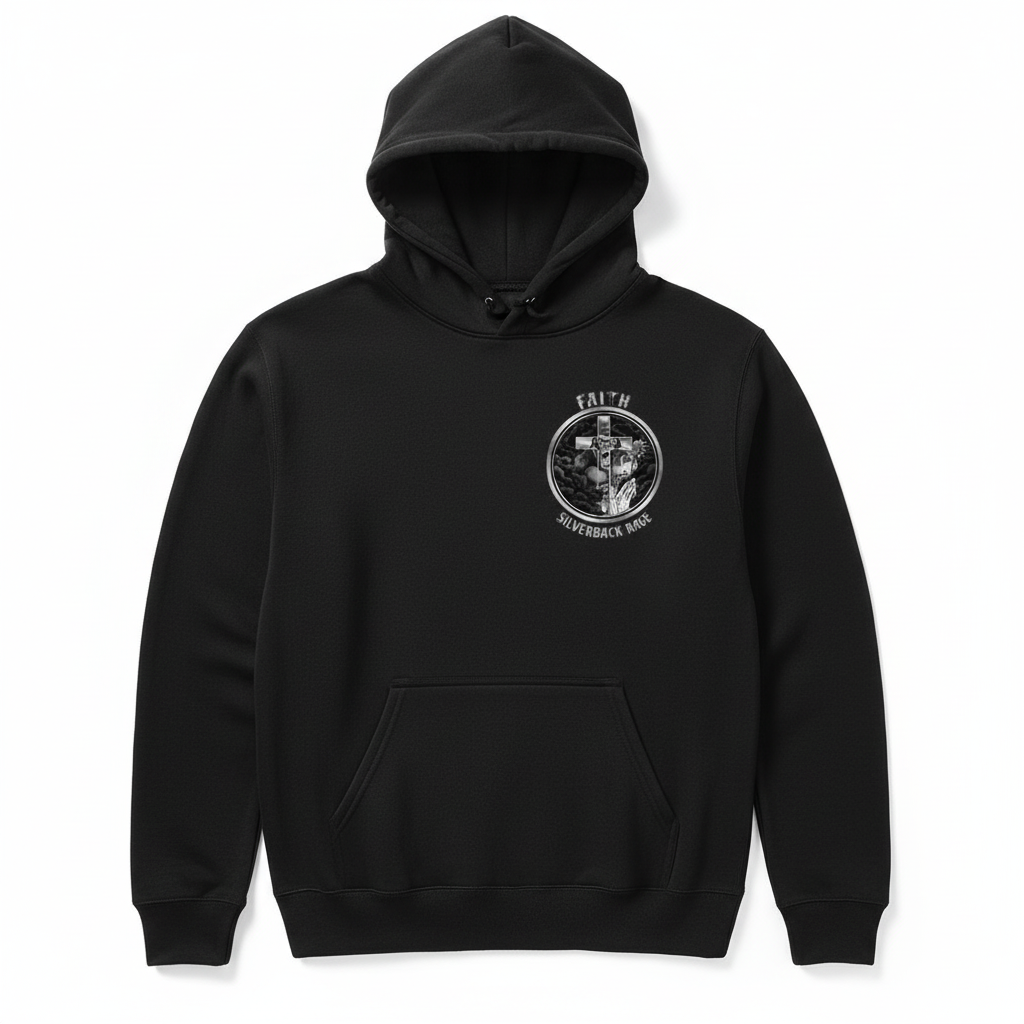 Black Hoodie Front with Faith Logo