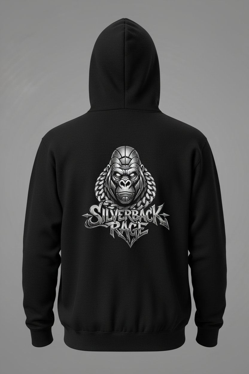 Black Hoodie with Silverback Rage Logo