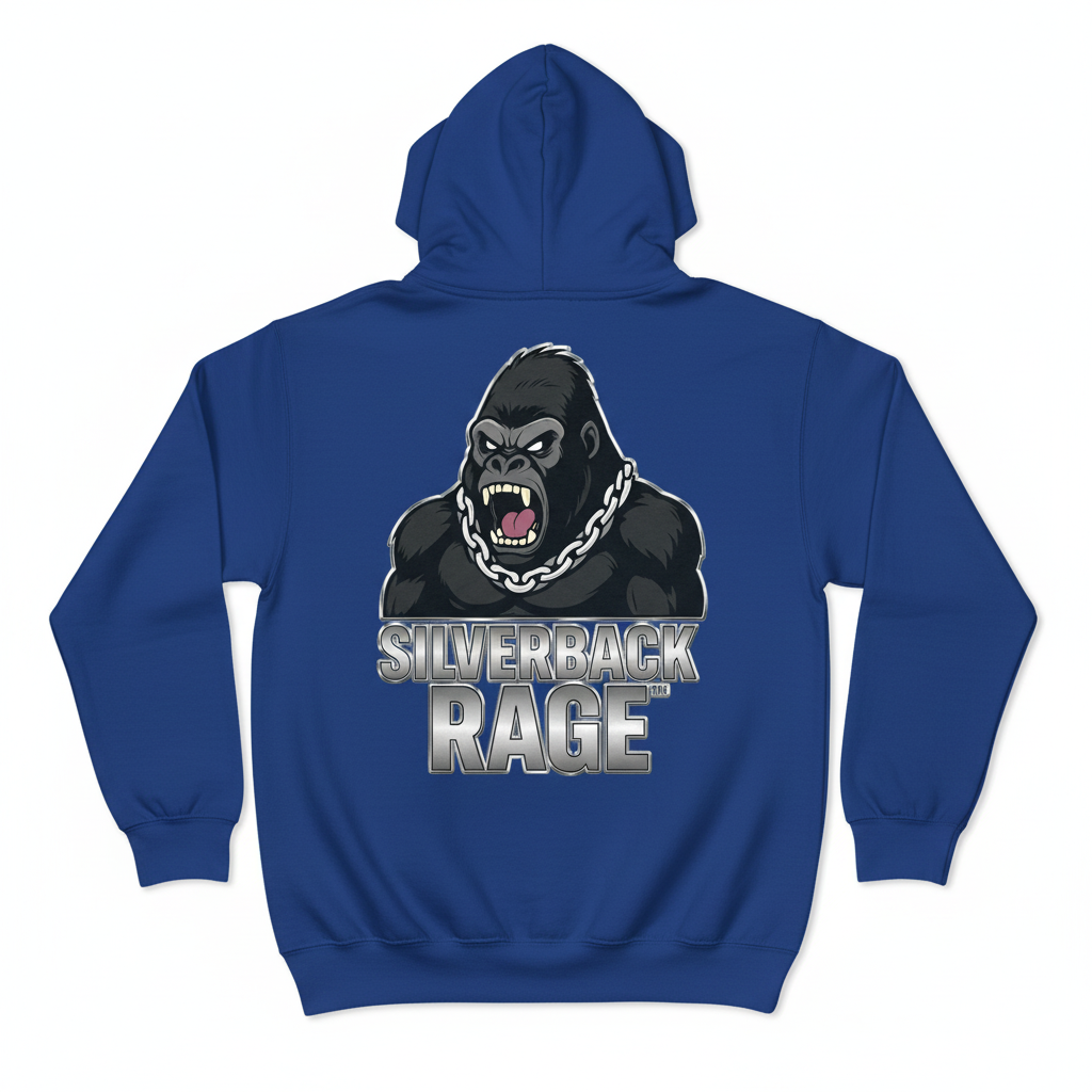 Blue Silverback Rage Hoodie Back