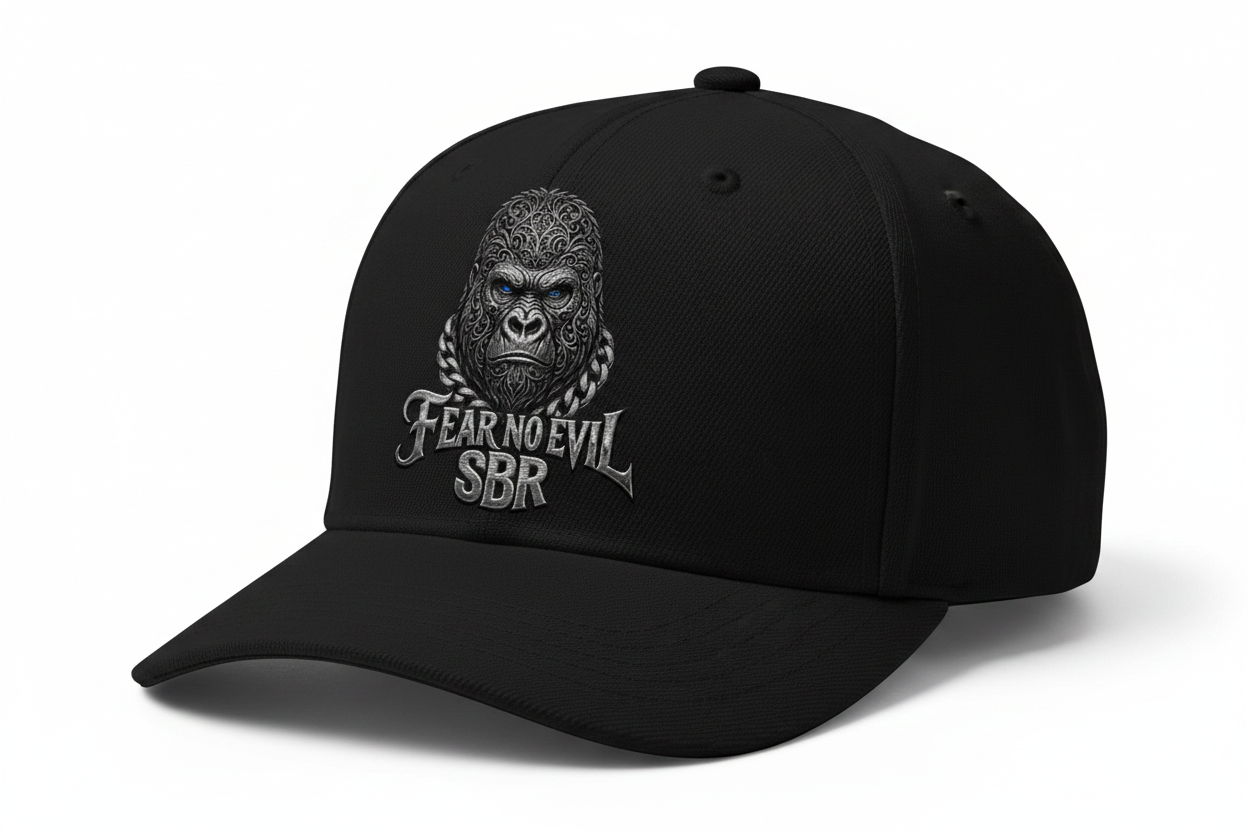 Fear No Evil SBR Black Baseball Cap Mockup