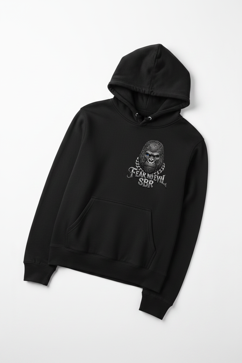 Fear No Evil SBR Black Hoodie Mockup