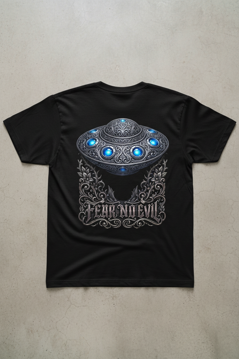 Fear No Evil UFO Back T-Shirt Mockup