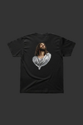 Jesus Looking Upward Black T-Shirt Back Mockup