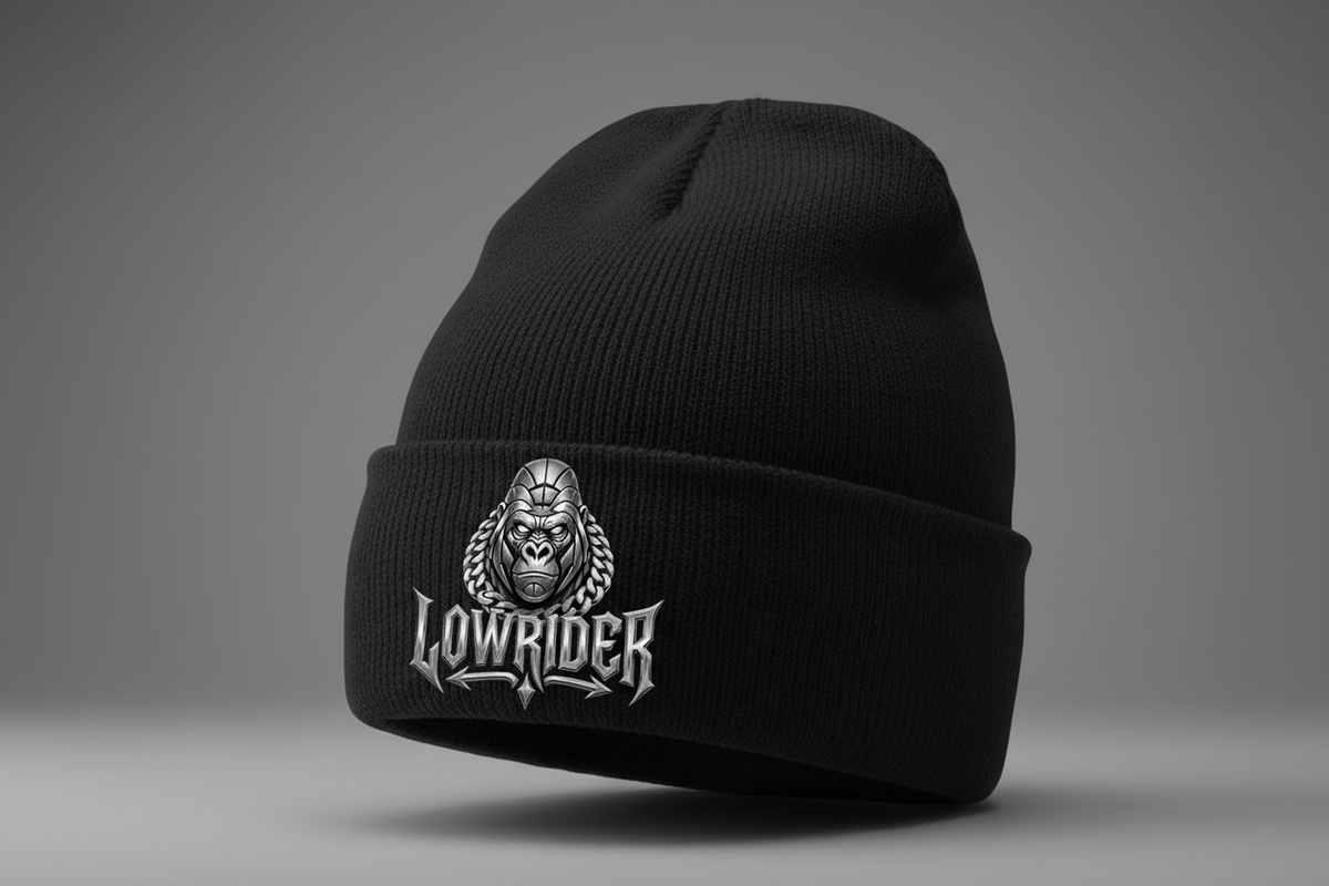 LOWRIDER Logo on Black Beanie Hat