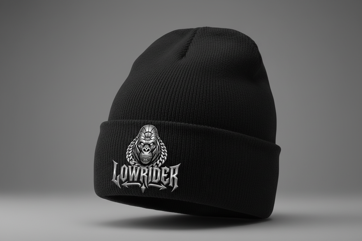 LOWRIDER Logo on Black Beanie Hat