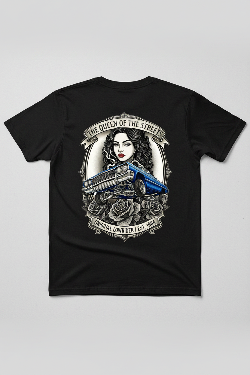 Queen of the Streets - Black T-Shirt Back