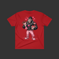 Red t-shirt flat lay back view
