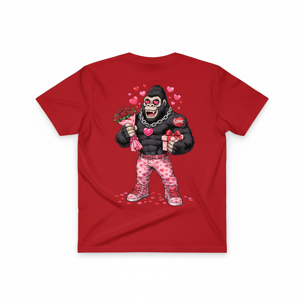 Red t-shirt flat lay back view