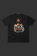 Sacred Heart Jesus Black T-Shirt Back Mockup