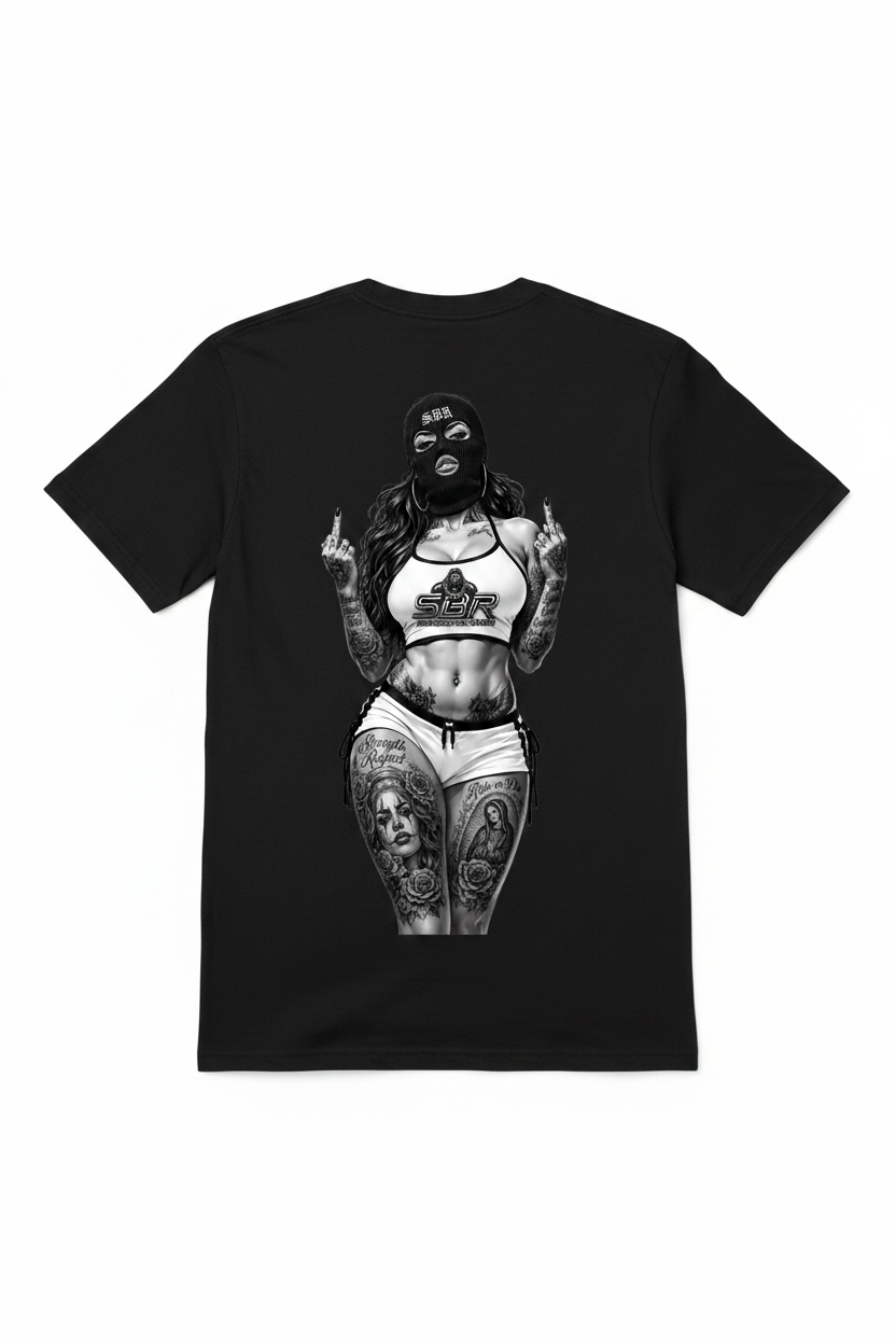 SBR Black T-Shirt Back Print Mockup