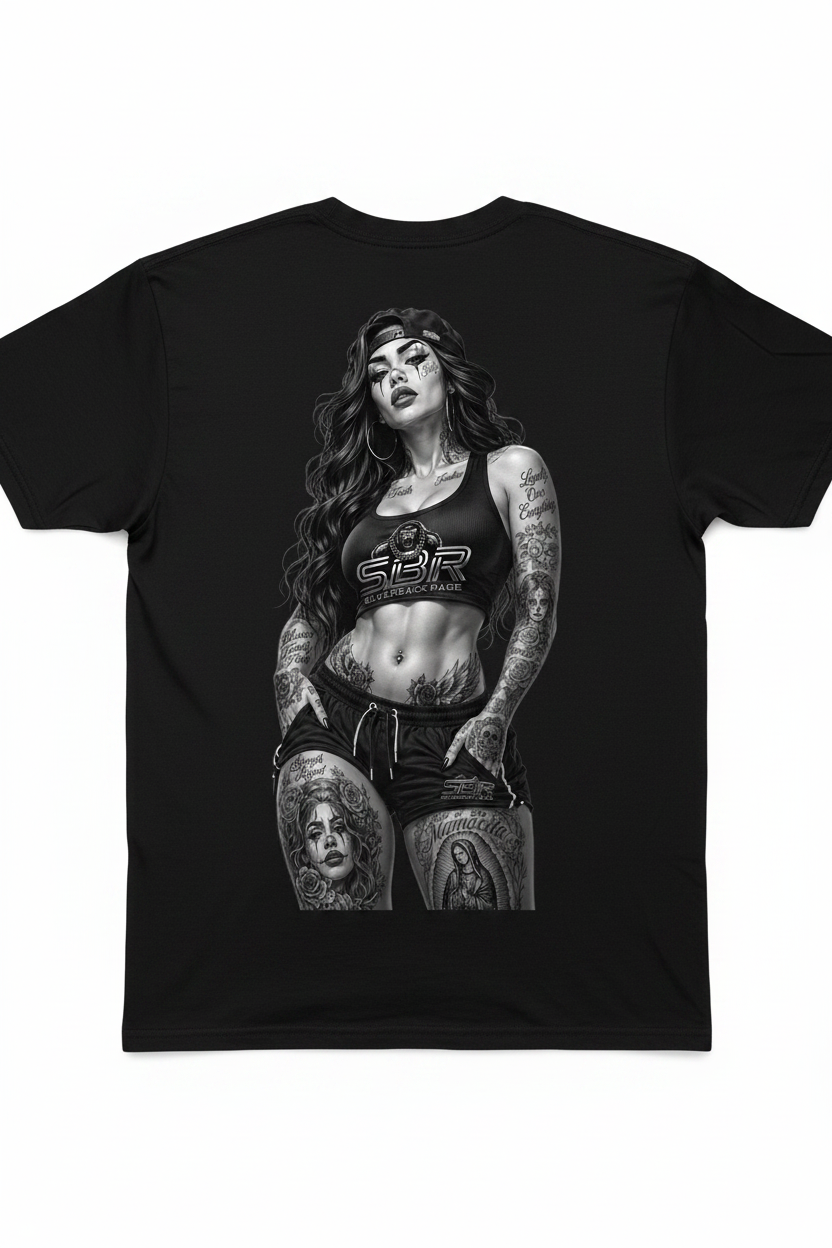 SBR Full Back Print Black T-Shirt Mockup