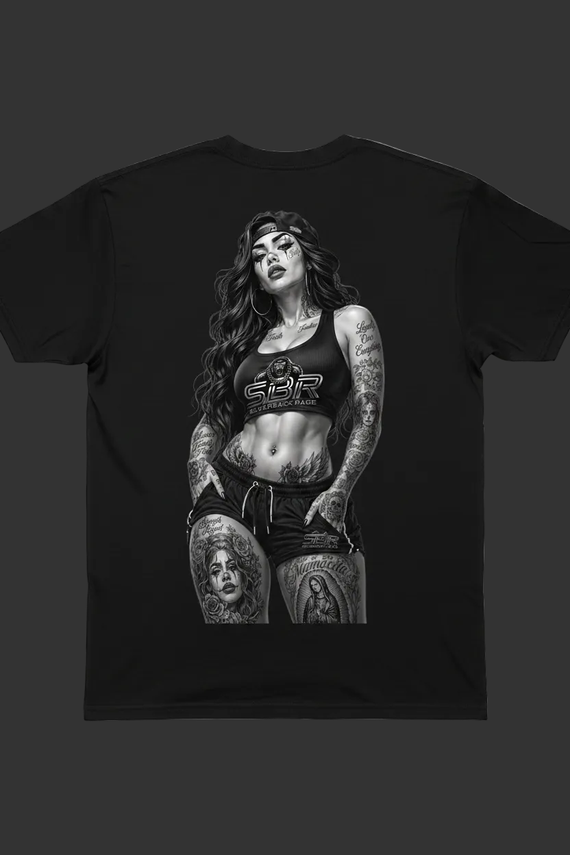 SBR Full Back Print Black T-Shirt Mockup