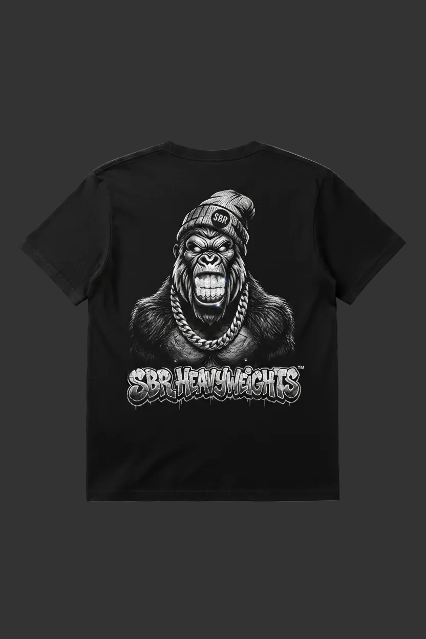 SBR Heavyweights Grillz Gorilla Black T-Shirt Back Mockup