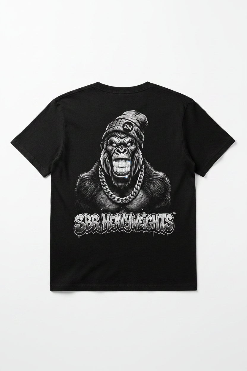 SBR Heavyweights Grillz Gorilla Black T-Shirt Back Mockup