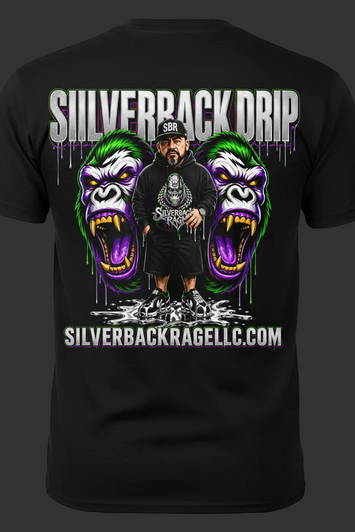 Silverback Drip Black T-Shirt Back Mockup