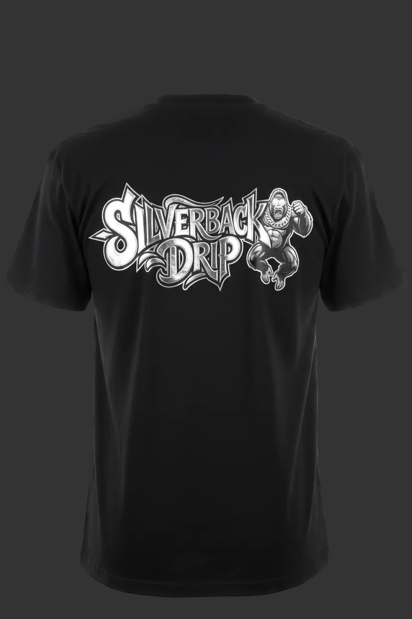 Silverback Drip Full Back Print T-Shirt Mockup