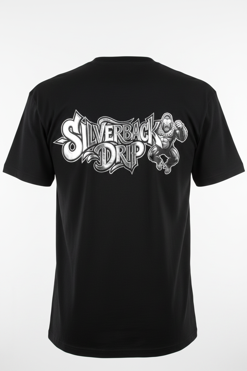 Silverback Drip Full Back Print T-Shirt Mockup