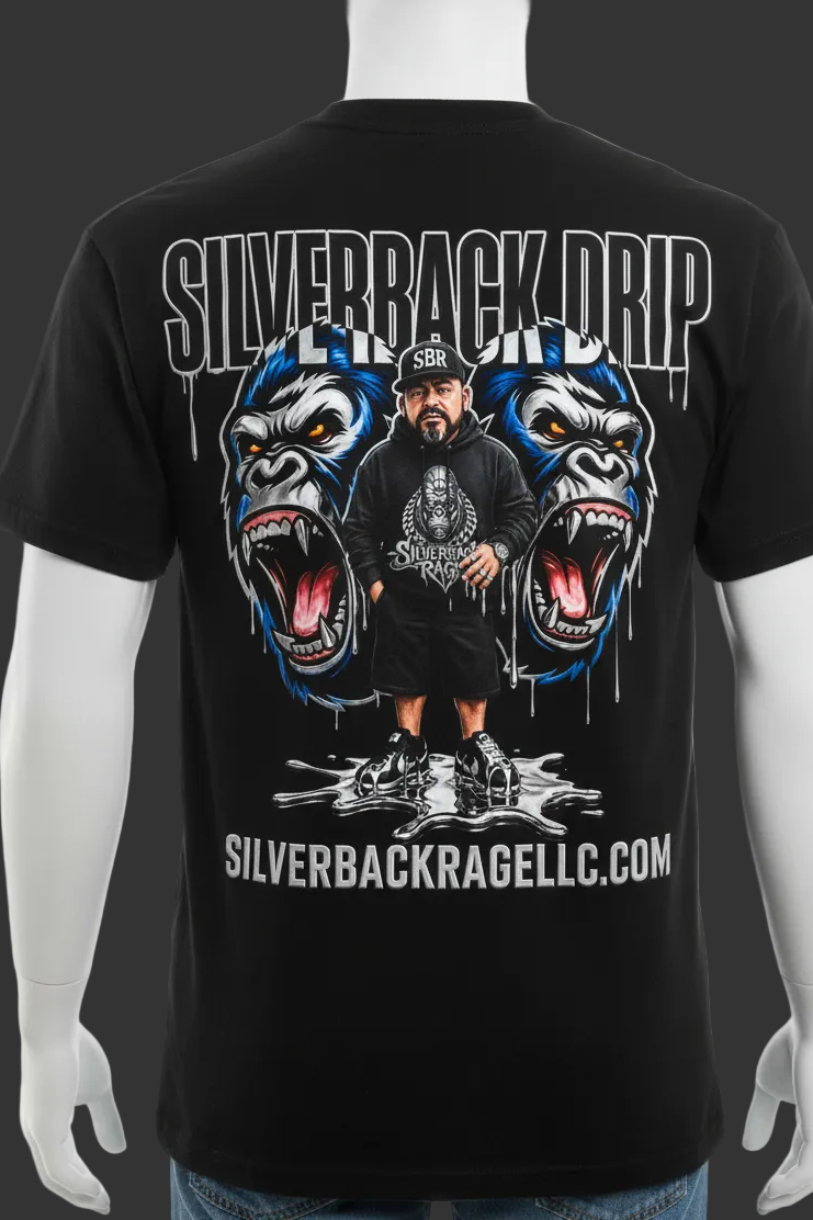 Silverback Drip Full Back Print T-Shirt Mockup