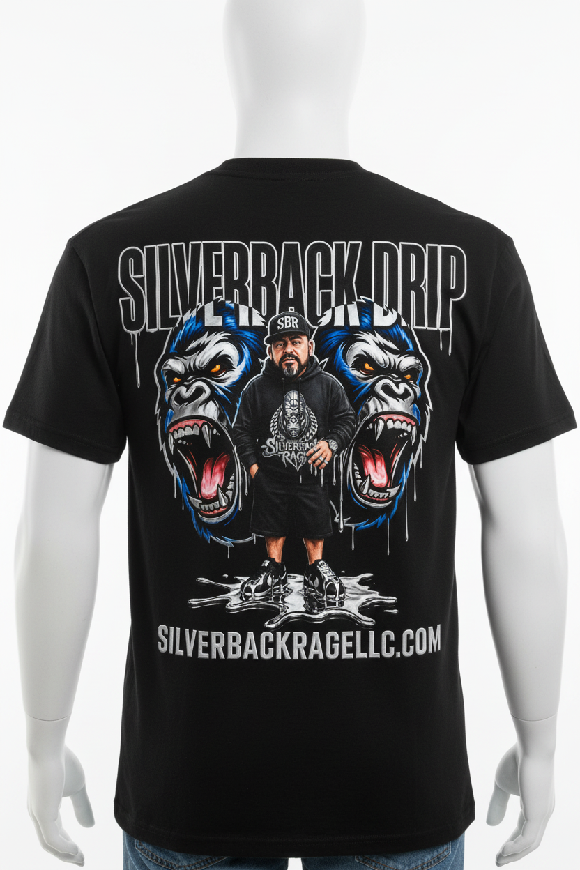 Silverback Drip Full Back Print T-Shirt Mockup