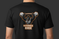 Silverback Rage logo on black t-shirt back