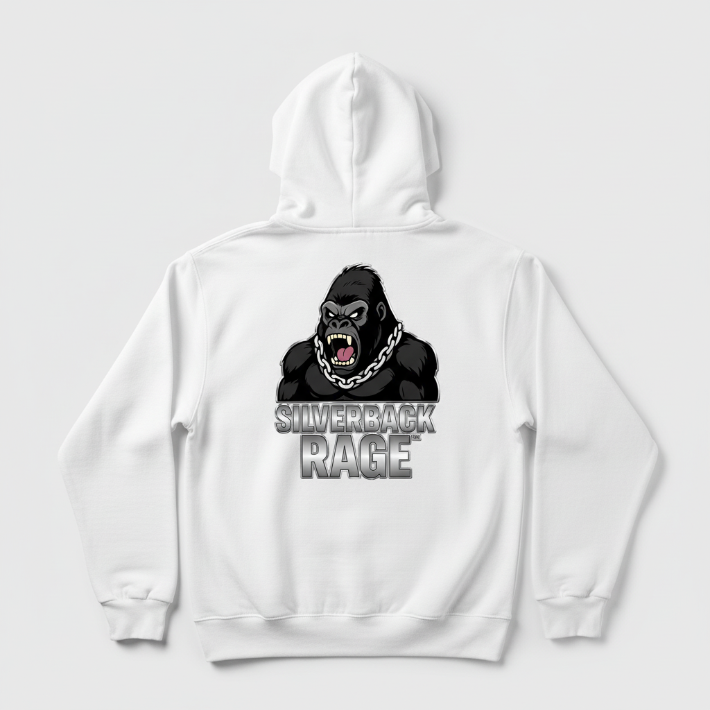 White Silverback Rage Hoodie Back